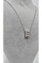 Stainless Steel Silver Color Zircon Stone Letter Necklace -E- Letter - 4