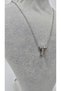 Stainless Steel Silver Color Zircon Stone Letter Necklace -T- Letter - 4
