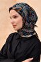 وشاح حرير سيرا 100% بنمط عرقي متعدد الألوان باللون الأسود 4101 - 54 - 2