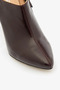 Burgundy Patent Leather Genuine Leather Pointed Toe Zippered Heeled Bootie Boots - 5