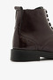 Burgundy Patent Leather Genuine Leather Lace-Up Brogue Detailed Women's Boots - 6