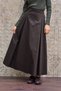 Brown Double Pleated Gabardine Skirt - 3