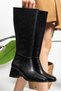 Women's Zippered Thick Heeled Below-The-Knee Boots - 2