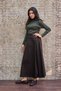 Brown Double Pleated Gabardine Skirt - 5