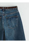 Indigo Wideleg Women's Jean Pants with Belt - 3