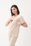 Pregnant Women Breastfeeding Detailed Flexible Abdominal Band Short Leggings Set Beige - 6