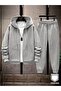 Tracksuit Set Zippered Cardigan Sweatshirt Jogger - Oversized Fleece-Lined Mixed Printed Cardigan Hooded