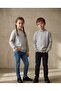 Unisex Children's Gray Melange Crew Neck Basic Sweatshirt - 100% Cotton Soft Woven