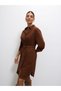 Velvet Dress Slim F Corded Fabric Brown Shirt Dress Italian Design - 6