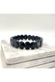 Certified Black Eye Agate Rolex Cut Natural Stone Misinali Bracelet - 7