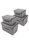 Pack Of 4 Foldable Storage Box With Lid Grey 36x23x24cm
