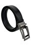 Black Faux Leather Automatic Mechanism Buckle Without Holes 3.5 cm Width Classic Men's Belt // 8201