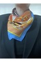 Imported Satin Blue Orange Colored Patterned 70*70 Stylish Women's Scarf