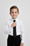 Boys' Long Sleeve White Shirt and Black Tie Set - 2