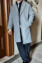 Men's Regular Fit Buttoned Pocketed Winter Lined Classic Long Light Gray Cashmere Coat