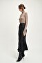 Black Gathered Fabric Pleated Satin Skirt 4070 R3-H-K3 - 5