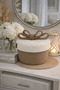 Wicker Basket with Lid - Bohemian Decorative Organizing Box with Bow Detail (23X13) - 2
