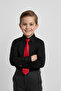 Boys' Long Sleeve Black Shirt and Red Tie Set - 2