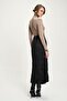 Black Gathered Fabric Pleated Satin Skirt 4070 R3-H-K3 - 7