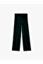 Relaxed Fit Wide Leg Velvet Trousers with Pockets