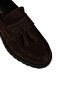 Women's Genuine Suede Brown Tasseled Loafer - 5