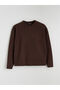 Brown Crew Neck Long Sleeve Women's T-Shirt - 5