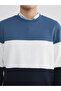 Lcw Vision Blue Crew Neck Color Block Men's Sweatshirt - 3