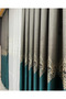 Beige Petrol Green Gold Embroidered Transitional Jacquard Living Room Background Curtain Sik Pi̇le (Single Wing) - 5