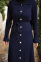 Navy Blue Buttoned Knit Dress - 4