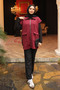 Burgundy Scuba Vest with Elastic Neck and Waist Stopper and Pockets - 2