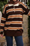 Brown Striped Collared Knit Sweater - 3
