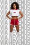 Burner Printed Women's Sport Set - Jersey Fabric Mini Shorts and 100% Cotton Hooded Crop Top