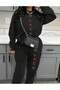 Black Letter Print Top and Bottom Tracksuit Set - 3