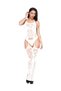 Women Fishnet Bodystocking Attached Stockings Sexy Lingerie Crotchless Bodysuit One Piece White - 5
