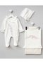 Pleated Floral Embroidered 3-Piece Organic Hospital Discharge Set 100% Cotton Newborn Baby Girl - 2