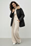 Quilted Coat with Fur Collar K9180 Black