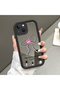 iPhone 13 Compatible Drop-Resistant Black Silicone Case Mirror Face Ribbon Patterns