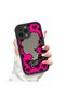 iPhone 15 Pro Compatible Drop-Resistant Black Silicone Case with Mirror-Faced Barbie Patterns - 4