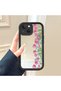 حافظة سيليكون سوداء مقاومة للسقوط متوافقة مع هاتف iPhone 15 Plus، بأنماط زهرة التوليب ذات الوجه المرآة - 3