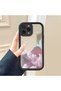 iPhone 14 Pro Max Compatible Drop-Resistant Black Silicone Case with Mirror Surface Colorful Cloud - 2