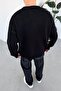 Black Premium Processing Print O Oversized Sweatshirt - 4
