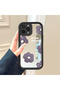 iPhone 16 Pro Max Compatible Drop Resistant Black Silicone Case Mirror Face Flower Patterns - 2