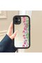 iPhone 12 Compatible Fall Resistant Black Silicone Case Mirror Faced Tulip Patterns - 2