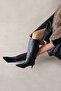 Victor Women's Pointed Toe Heeled Matte Leather Boots Black - 3