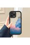 iPhone 14 Pro Max Compatible Drop-Resistant Black Silicone Case with Mirror Surface Colorful Cloud - 2