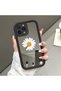 حافظة سيليكون سوداء مقاومة للسقوط متوافقة مع هاتف iPhone 15 Pro بأنماط زهور ذات وجه مرآة