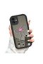 iPhone 11 Compatible Fall Resistant Black Silicone Case Mirror Face Ribbon Patterns - 4