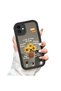 iPhone 12 Compatible Fall Resistant Black Silicone Case Mirror Faced Floral Patterns - 3