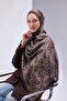 Viscose Blend Mayda Shawl Dark Stone-Khaki Patterned Tok Duruşlu 190X70