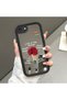 Mirror Phone Case Compatible with iPhone 7/8/Se 2020 2022 Black Silicone Protected Flower Patterns
